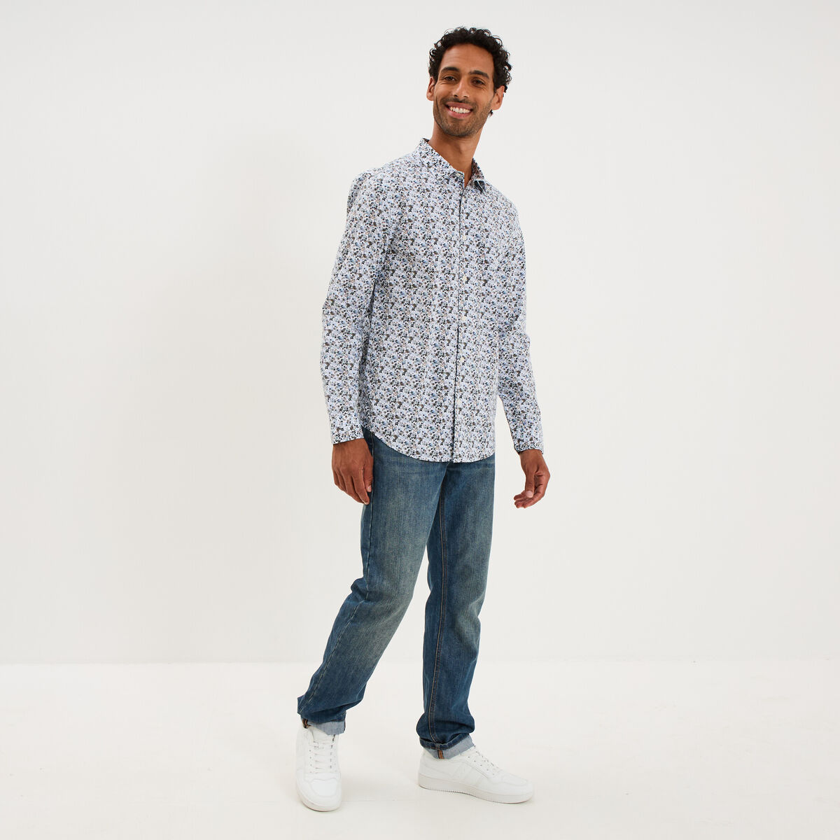 Chemise ajust&eacute;e manches longues multicolore homme