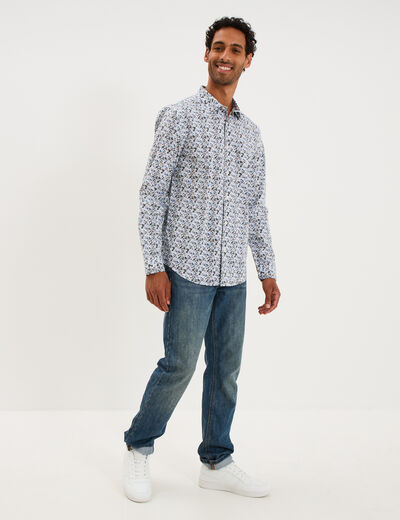 Chemise ajust&eacute;e manches longues multicolore homme