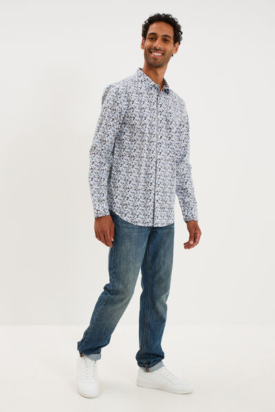 Chemise ajust&eacute;e manches longues multicolore homme