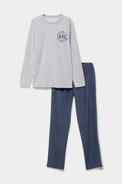 Ensemble pyjama pantalon effet velours gris homme