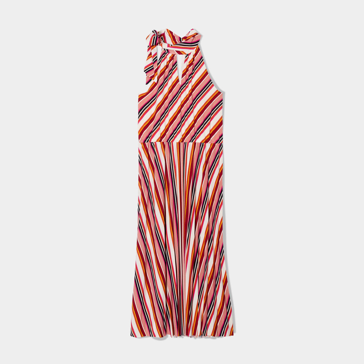 Robe longue encolure américaine ecru femme