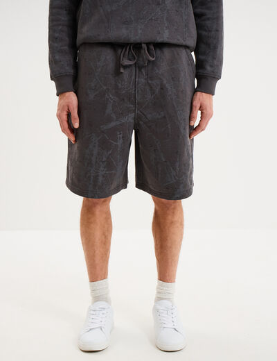 Short de jogging long coupe large gris fonc&eacute; homme