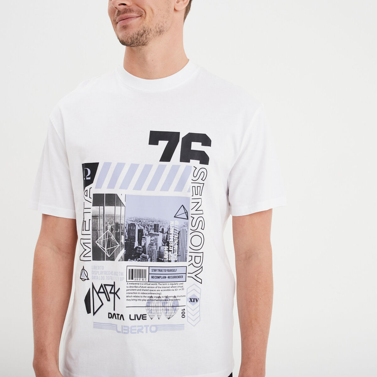 T-shirt oversize col rond Liberto blanc homme