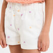 Short brodé taille élastiquée coton ecru fille