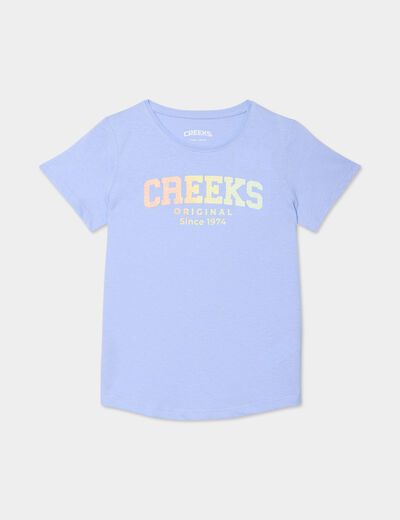 T-shirt droit manches courtes Creeks bleu clair fille