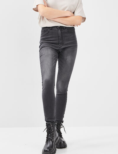 Jeans skinny 7/8ème denim noir femme