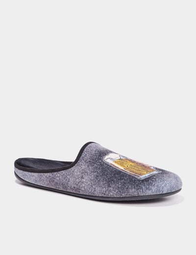 Chaussons mules avec motif gris homme