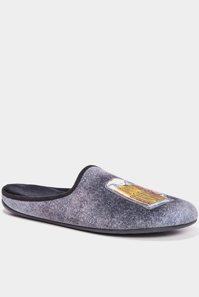 Chaussons mules avec motif gris homme