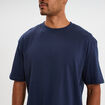 T-shirt col rond coupe relax coton &eacute;pais bleu marine homme