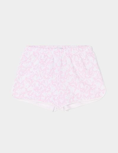 Short droit taille élastiquée blanc femme