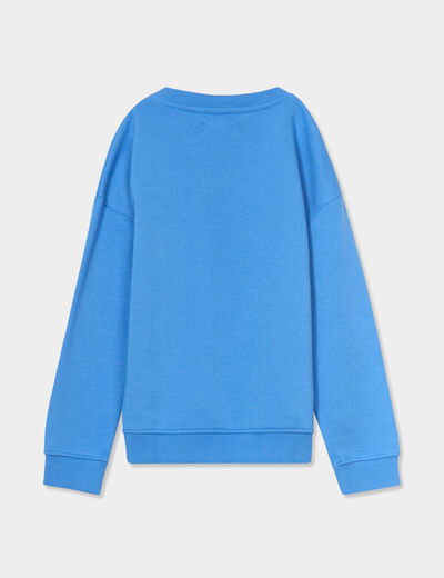 Sweat oversize manches longues col rond bleu lavande garçon