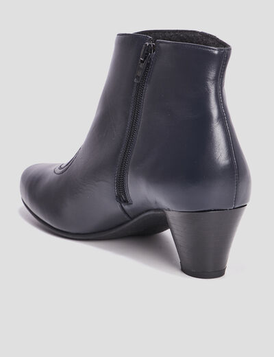 Bottines confort bout pointu en cuir bleu marine femme