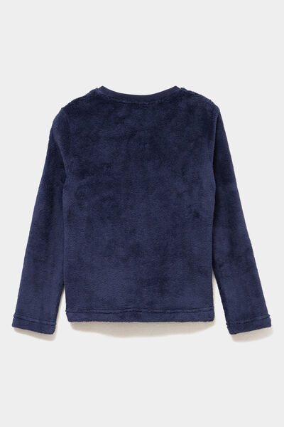 Ensemble pyjama No&euml;l en velours bleu marine gar&ccedil;on