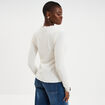 T-shirt effet gaufr&eacute; col montant blanc femme