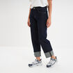 Jeans droit taille haute revers 7/8ème denim brut femme
