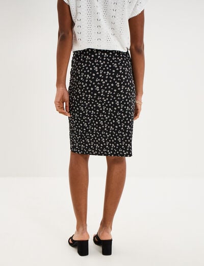 Jupe courte taille &eacute;lastiqu&eacute;e stretch noir femme