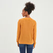 Pull avec détails ajourés jaune moutarde femme