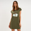 Chemise de nuit manches courtes coton vert kaki femme