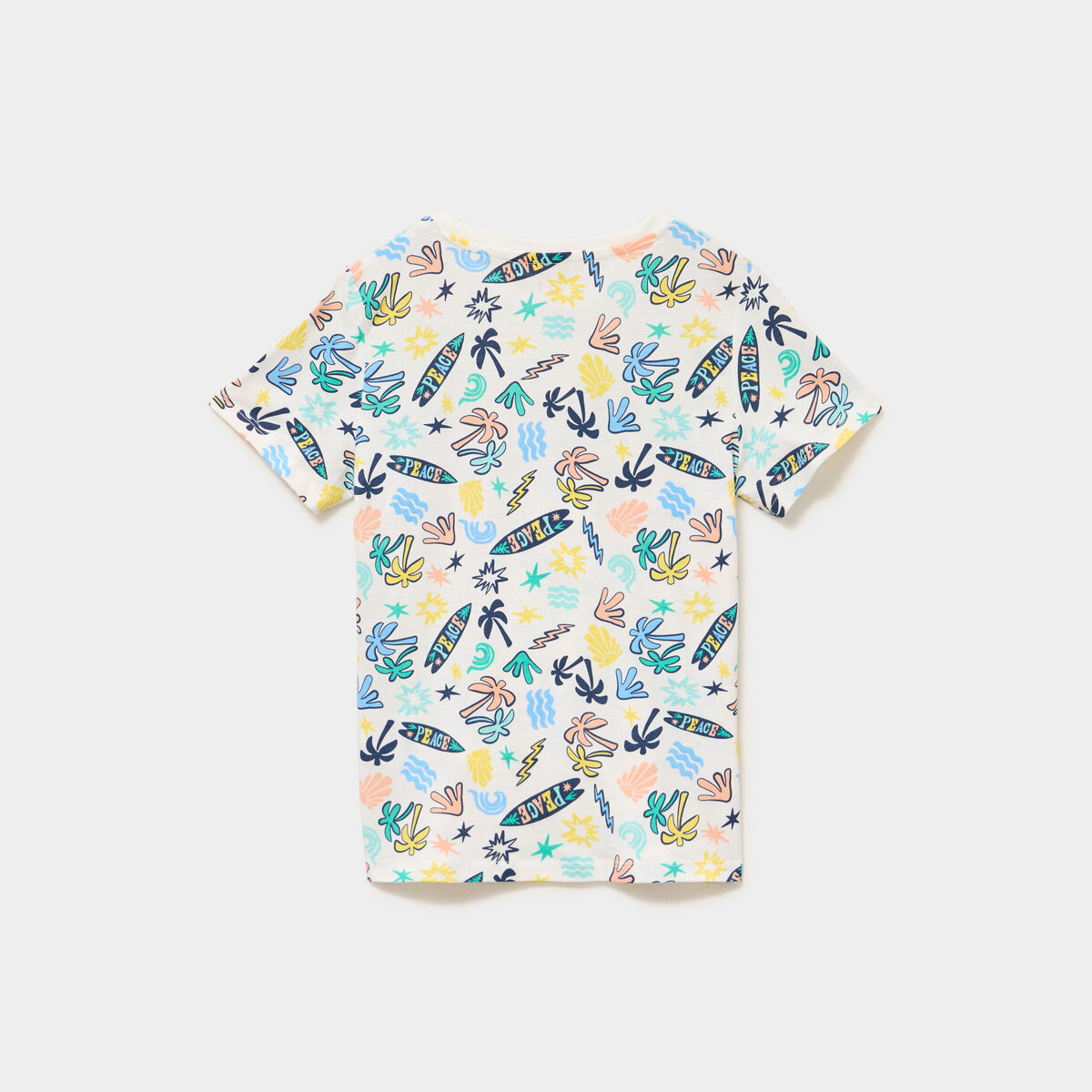 Ensemble pyjama short t-shirt en coton ecru gar&ccedil;on