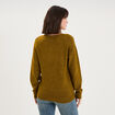 Pull col rond manches longues vert olive femme
