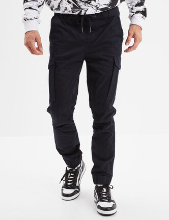 Pantalon cargo slim bleu fonc&eacute; homme