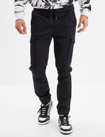 Pantalon cargo slim bleu fonc&eacute; homme