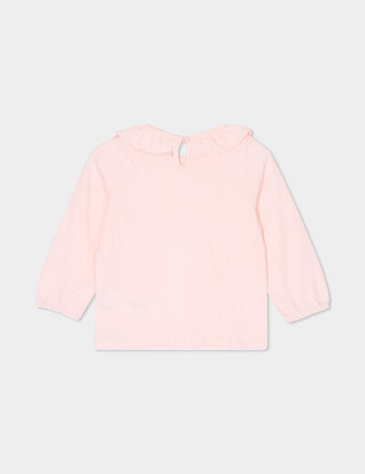 T-shirt col à volants coton Creeks rose clair bébé fille