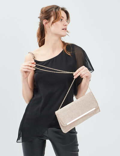 Sac pochette à paillettes couleur or femme