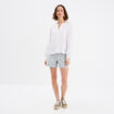 Blouse manches ballons brodées blanc femme