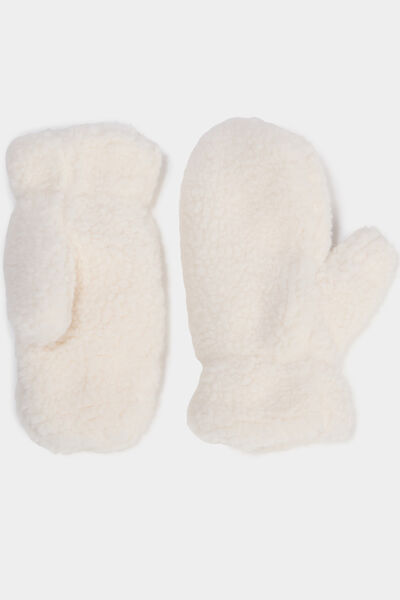 Mouffles effet polaire ivoire fille