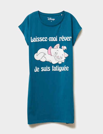 Chemise de nuit coton Aristochats Marie bleu canard femme