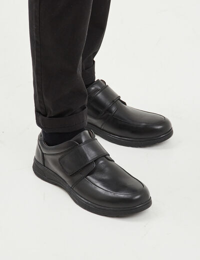 Derbies à scratch en cuir noir homme