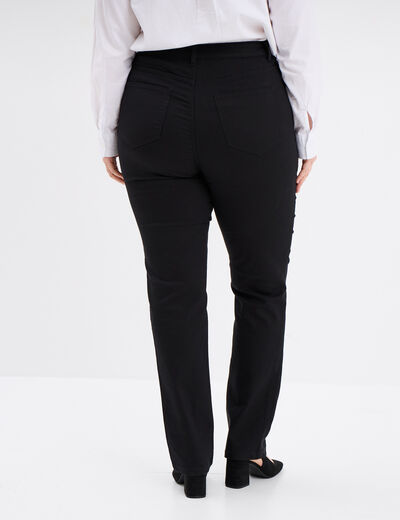 Pantalon droit taille haute extensible noir femme grande taille