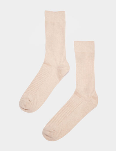 Lot 2 paires chaussettes côtelées beige homme