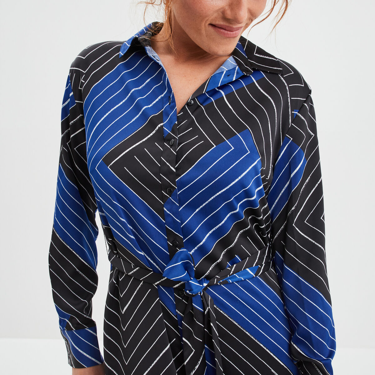 Robe chemise satin midi Mosquitos noir femme