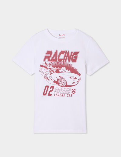 T-shirt col rond manches courtes coton blanc garçon