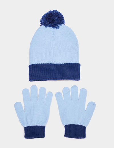 Ensemble bonnet et gants Stitch bleu fille