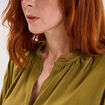 Blouse manches longues col dentelle vert olive femme