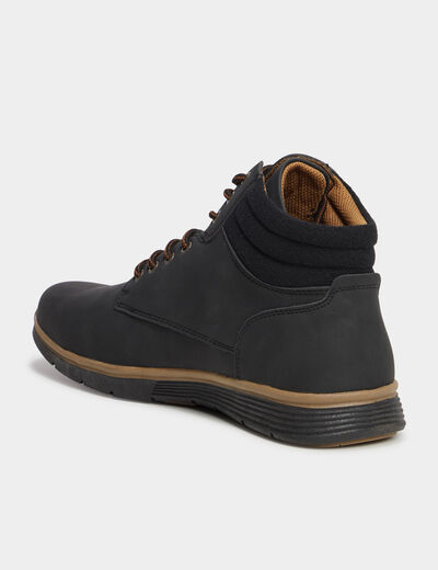 Bottines montantes &agrave; lacets noir homme