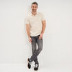 Polo textur&eacute; manches courtes coton ecru homme