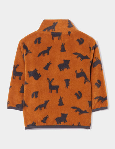 Gilet polaire zippé col montant marron cognac bébé garçon
