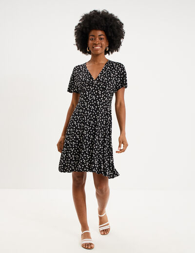 Robe fluide en maille longueur genou noir femme