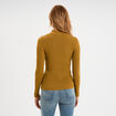 Pull ajust&eacute; c&ocirc;tel&eacute; col montant vert olive femme