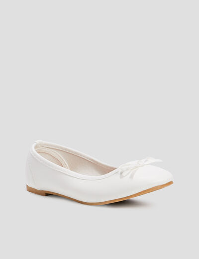 Ballerines &agrave; noeuds blanc fille