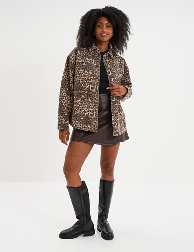Surchemise en jean coton marron femme