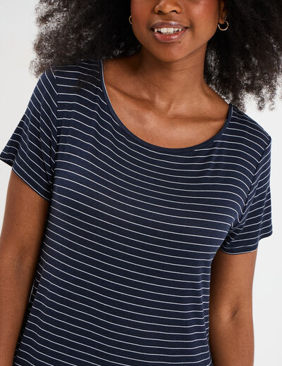 Chemise de nuit manches courtes bleu marine femme