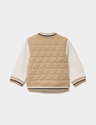 Gilet zipp&eacute; matelass&eacute; col teddy marron clair b&eacute;b&eacute; gar&ccedil;on