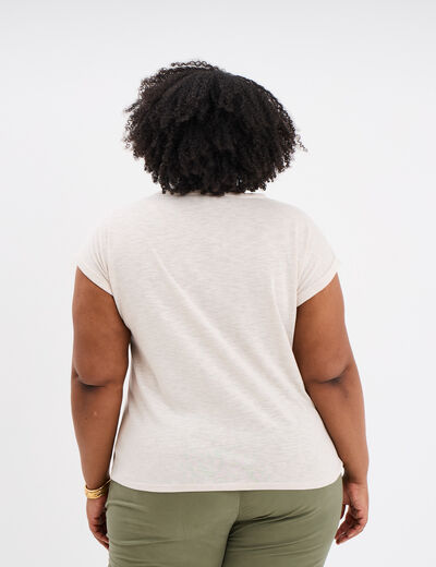 T-shirt avec strass manches courtes gris clair femme grande taille