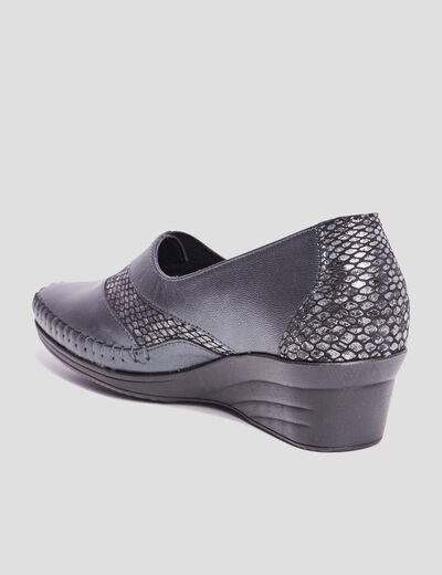Mocassins compensés gris foncé femme