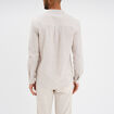 Chemise col mao manches longues coton beige homme